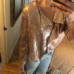 Sequin Rose Gold Cropped Jacket
